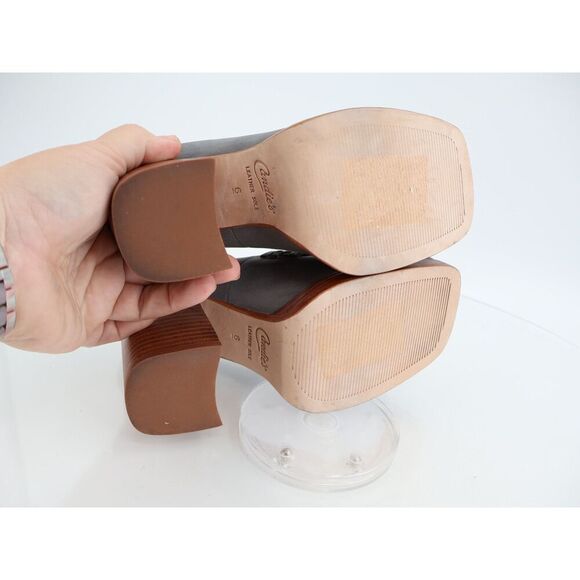 Candie's Hiss Penny Loafer Platform Chunky Blue Leather Block Wooden Heel Size 6 - Picture 10 of 13